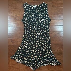 BP. Black Floral Button-Front Romper – XXS Coquette Cottagecore Spring Festival